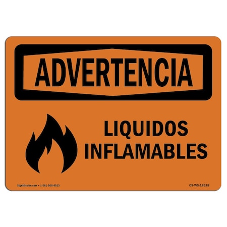 Signmission OSHA Warning Sign, 10" Height, 14" Width, Rigid Plastic, Flammable Liquids Spanish, Landscape OS-WS-P-1014-L-12618
